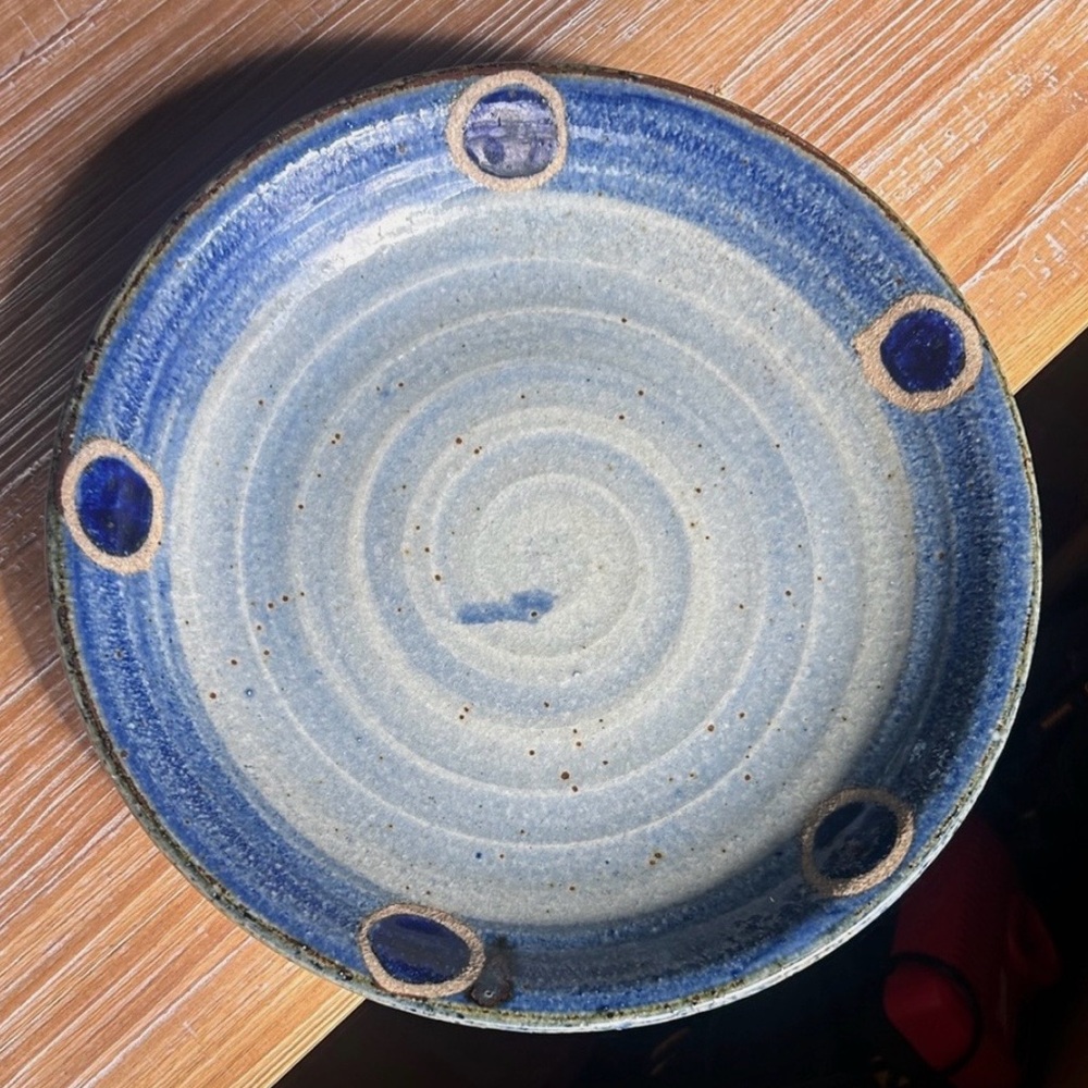 Large Studio Art Pottery Plate Bowl Hand Crafted.